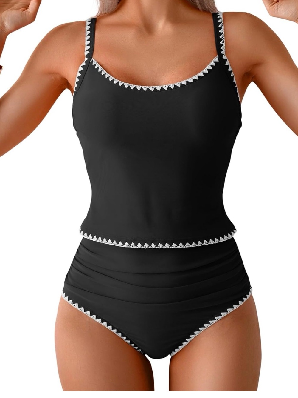 Eomenie Tankini Swimsuit for Women Tummy Control Ruched Two Piece XL